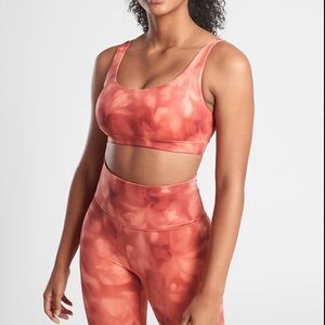 Athleta Sports‎ Bra Orange Red Tie Dye Racerback Strappy Mesh Size XS Active